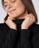 SWING OUT SISTER Nia Ribbed Winter Roll Neck Pitch Black
