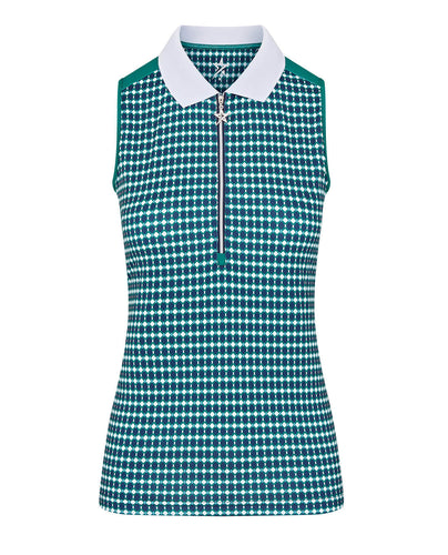 SWING OUT SISTER Beth Pattern Sleeveless Polo Aquatic Awe