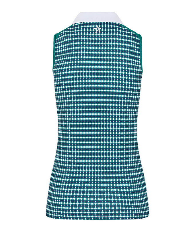 SWING OUT SISTER Beth Pattern Sleeveless Polo Aquatic Awe