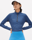 ROHNISCH UV Mesh Long Sleeve Polo Hexagon Blue