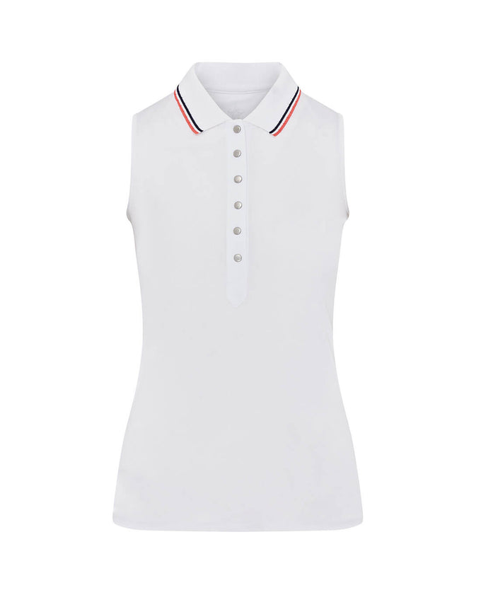 SWING OUT SISTER Pickle Pique Sleeveless Polo White