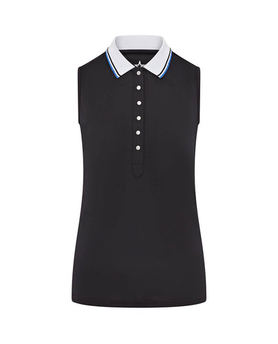 SWING OUT SISTER Pickle Pique Sleeveless Polo Black