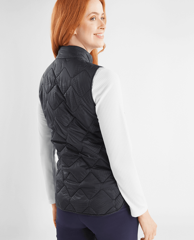 GREEN LAMB Krina Quilted Vest 996 Navy Reflective Print