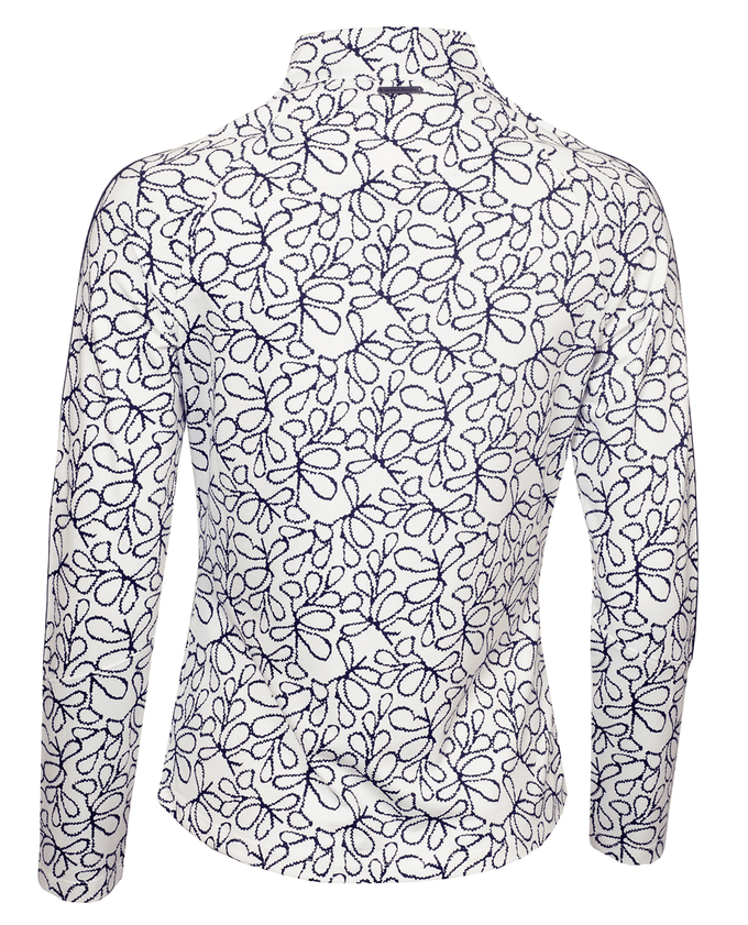 GREEN LAMB Mae Printed Zip Neck 046 White/Navy Flora