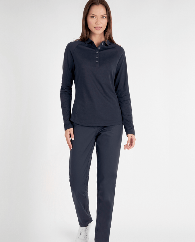 GREEN LAMB Mara Long Sleeve Polo 047 Navy/White