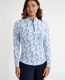 GREEN LAMB Elena Printed Long Sleeve 1/4 Zip Top 093 Botanic Print