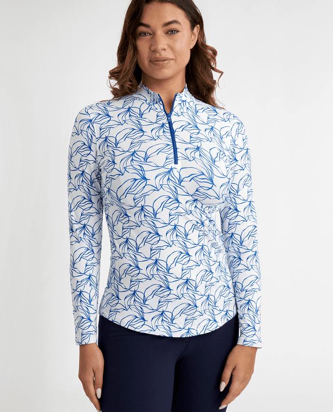 GREEN LAMB Elena Printed Long Sleeve 1/4 Zip Top 093 Botanic Print
