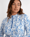 GREEN LAMB Elena Printed Long Sleeve 1/4 Zip Top 093 Botanic Print