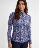 GREEN LAMB Elena Printed Long Sleeve 1/4 Zip Top 093 Floral Print