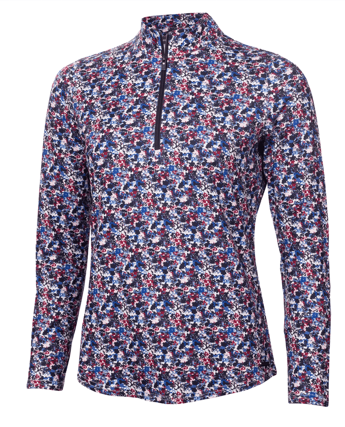 GREEN LAMB Elena Printed Long Sleeve 1/4 Zip Top 093 Floral Print