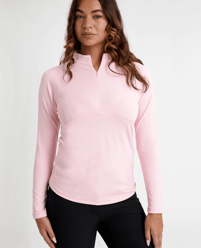 GREEN LAMB Elizabeth Jacquard Long Sleeve 1/2 Zip Top 094 Blossom