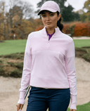 CALLAWAY Women's Soft-Stretch Navy Zip Neck Sweater CGGFG035 Cherry Blossom
