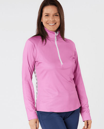 SWING OUT SISTER Heather 1/4 Zip Pattern Fleece Noughty Pink