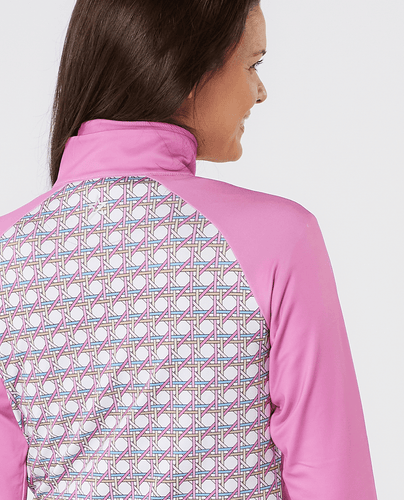 SWING OUT SISTER Heather 1/4 Zip Pattern Fleece Noughty Pink