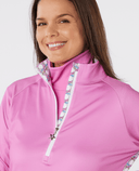 SWING OUT SISTER Heather 1/4 Zip Pattern Fleece Noughty Pink