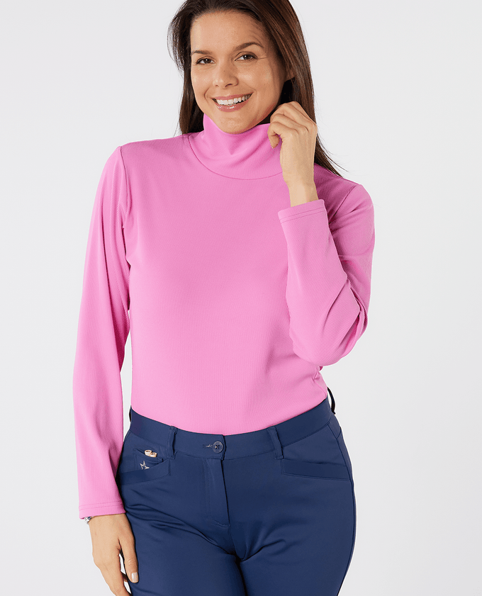 SWING OUT SISTER Natasha Ribbed Roll Neck Super Pink
