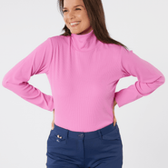 SWING OUT SISTER Natasha Ribbed Roll Neck Super Pink - S / Super Pink
