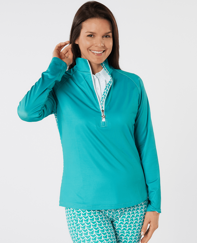 SWING OUT SISTER Heidi 1/4 Zip Fleeced Mid Layer Megabyte Teal