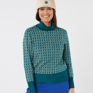 SWING OUT SISTER Donna Knit Roll Neck Megabyte Teal - S / Megabyte Teal