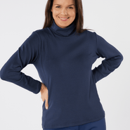 SWING OUT SISTER Natasha Ribbed Roll Neck Navy Blazer - S / Navy Blazer