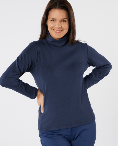 SWING OUT SISTER Natasha Ribbed Roll Neck Navy Blazer