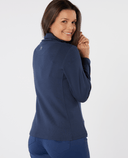 SWING OUT SISTER Natasha Ribbed Roll Neck Navy Blazer