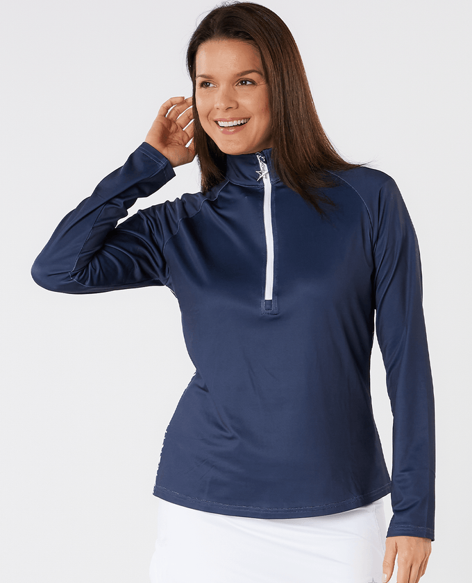 SWING OUT SISTER Heidi 1/4 Zip Fleeced Mid Layer Megabyte Navy
