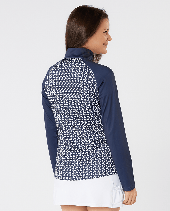 SWING OUT SISTER Heidi 1/4 Zip Fleeced Mid Layer Megabyte Navy