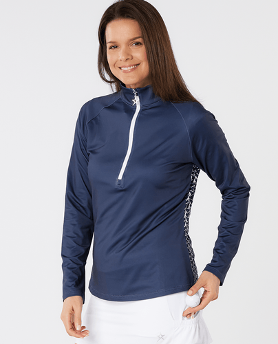 SWING OUT SISTER Heidi 1/4 Zip Fleeced Mid Layer Megabyte Navy