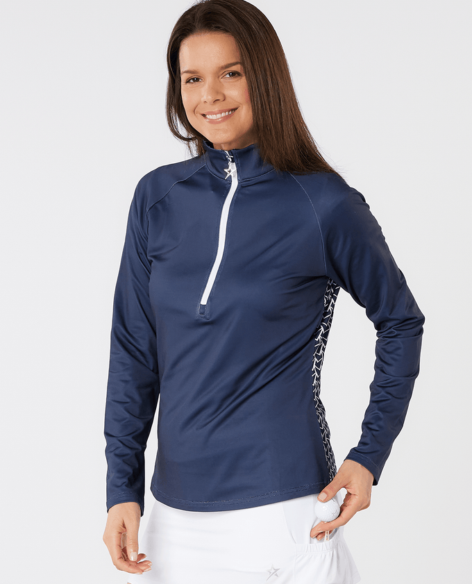 SWING OUT SISTER Heidi 1/4 Zip Fleeced Mid Layer Megabyte Navy