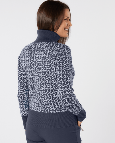 SWING OUT SISTER Donna Knit Roll Neck Megabyte Navy