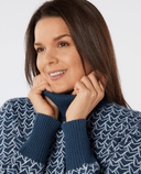 SWING OUT SISTER Donna Knit Roll Neck Megabyte Navy