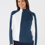 SWING OUT SISTER Rebecca Ribbed Knit Navy & White - S / Navy & White