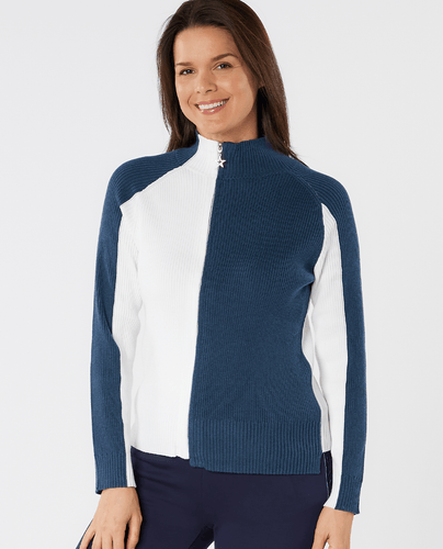 SWING OUT SISTER Rebecca Ribbed Knit Navy & White