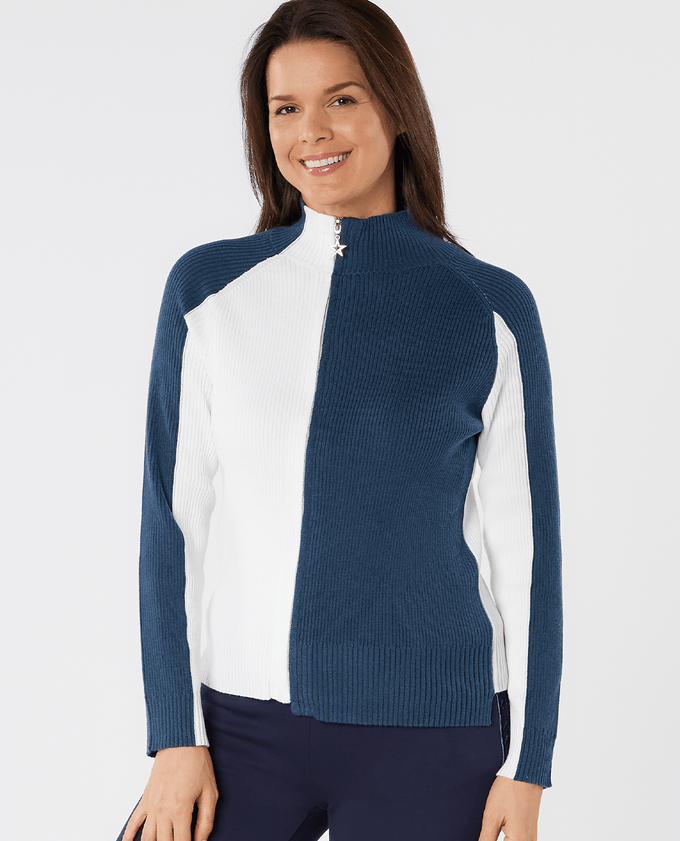 SWING OUT SISTER Rebecca Ribbed Knit Navy & White