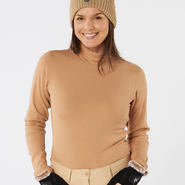 SWING OUT SISTER Natasha Ribbed Roll Neck Caramel Latte - XS / Caramel Latte