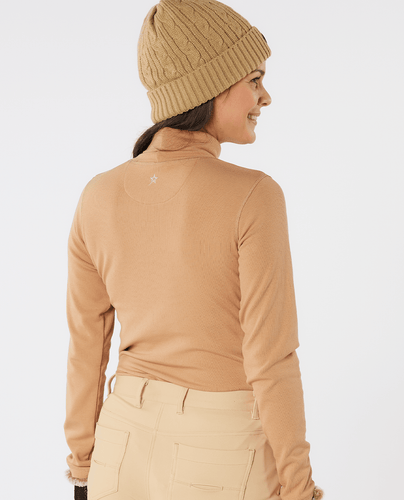 SWING OUT SISTER Natasha Ribbed Roll Neck Caramel Latte