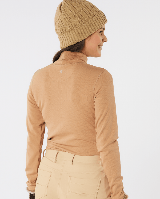 SWING OUT SISTER Natasha Ribbed Roll Neck Caramel Latte