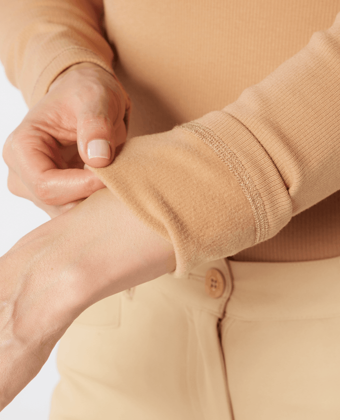 SWING OUT SISTER Natasha Ribbed Roll Neck Caramel Latte