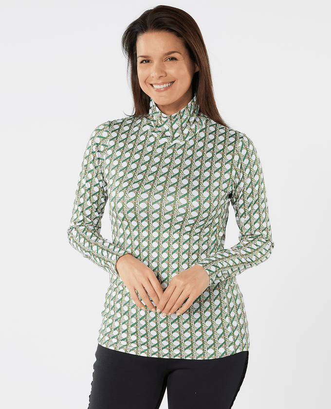 SWING OUT SISTER Paloma Pattern Roll Neck Noughty Green