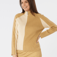 SWING OUT SISTER Rebecca Ribbed Knit Caramel & Parchment - S / Caramel & Parchment