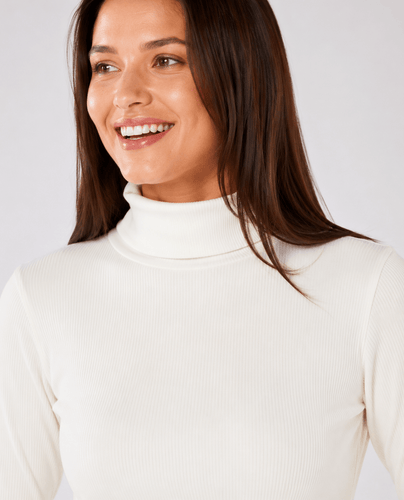 SWING OUT SISTER Natasha Ribbed Roll Neck Optic White