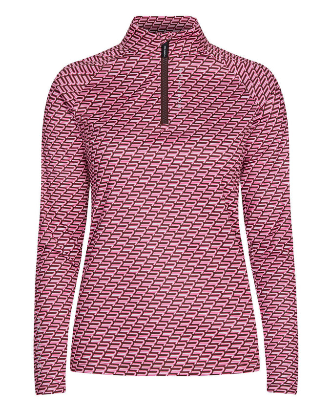 ROHNISCH Addy Printed Long Sleeve Base Layer Carmine Rose Retro R Mono