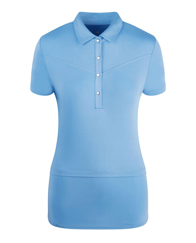 SWING OUT SISTER Amelie Cap Sleeve Polo Tranquil Blue