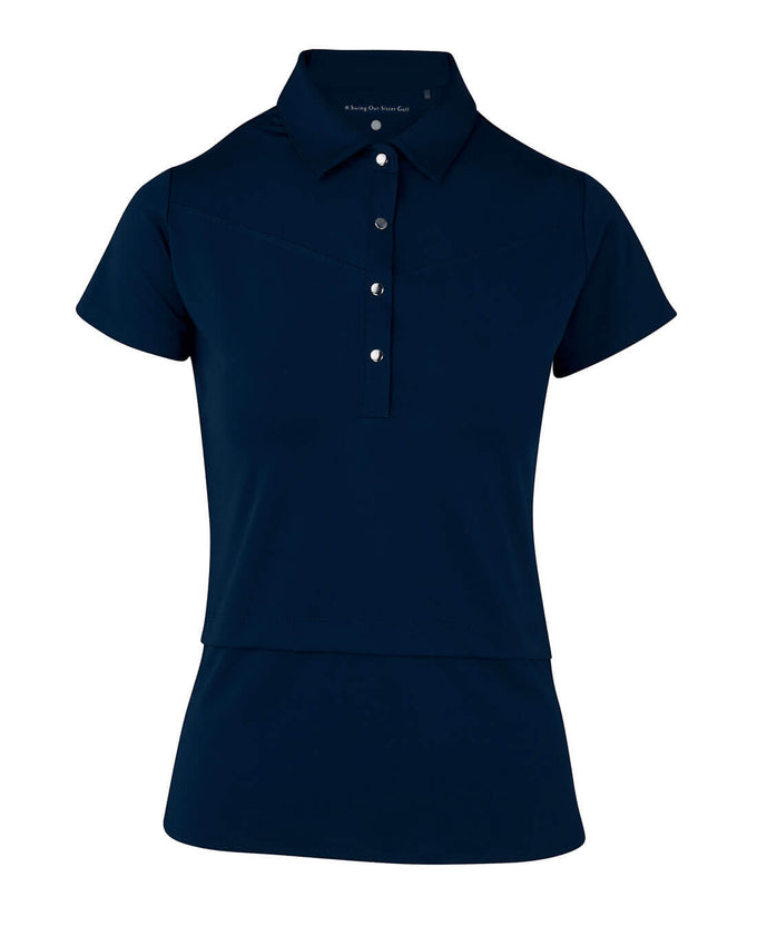 SWING OUT SISTER Amelie Cap Sleeve Polo Navy