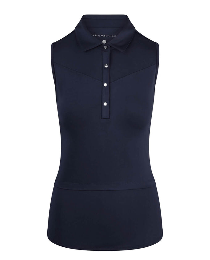SWING OUT SISTER Amelie Sleeveless Polo Navy