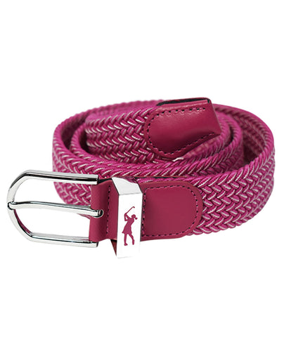 SURPRIZE SHOP Woven Stretch Belt - Hot Pink/White