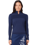 CALLAWAY Women's Soft-Stretch Navy Zip Neck Sweater CGGFG035 Blue Depths