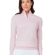 CALLAWAY Women's Soft-Stretch Zip Neck Sweater CGGFG035 Cherry Blossom - M / Cherry Blossom