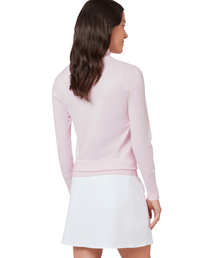 CALLAWAY Women's Soft-Stretch Navy Zip Neck Sweater CGGFG035 Cherry Blossom